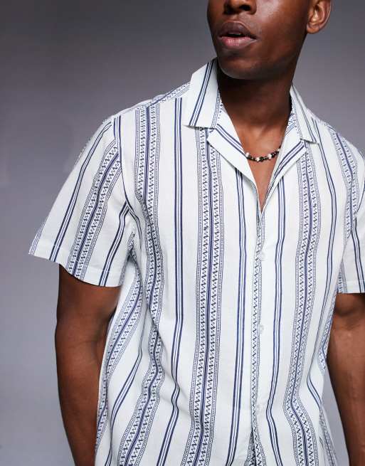 ASOS DESIGN - Camicia vestibilità classica blu a righe con rever, 4 di 4