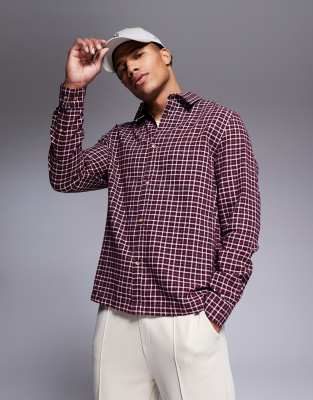 ASOS DESIGN - Camicia vestibilità classica bordeaux a quadri vintage
