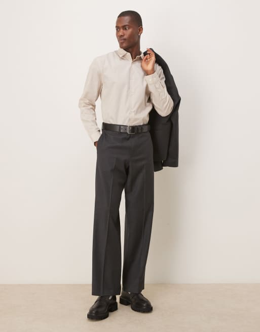 ASOS DESIGN - Camicia vestibilità classica color pietra elegante in popeline facile da stirare, 3 di 4