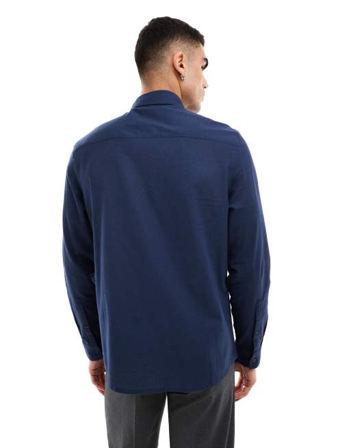 ASOS DESIGN - Camicia vestibilità classica elegante blu navy in lino, 2 di 4
