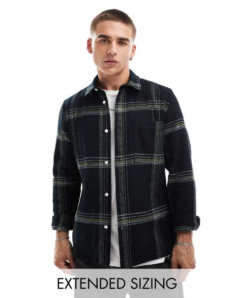 ASOS DESIGN - Camicia vestibilità classica in flanella spazzolata nera a quadri larghi - view 1