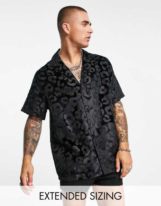ASOS DESIGN - Camicia vestibilità classica in jacquard con stampa leopardata dévoré vellutata 