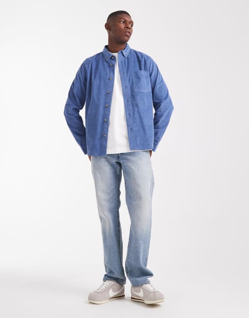 ASOS DESIGN - Camicia vestibilità classica in tessuto a coste blu polvere, 2 di 5