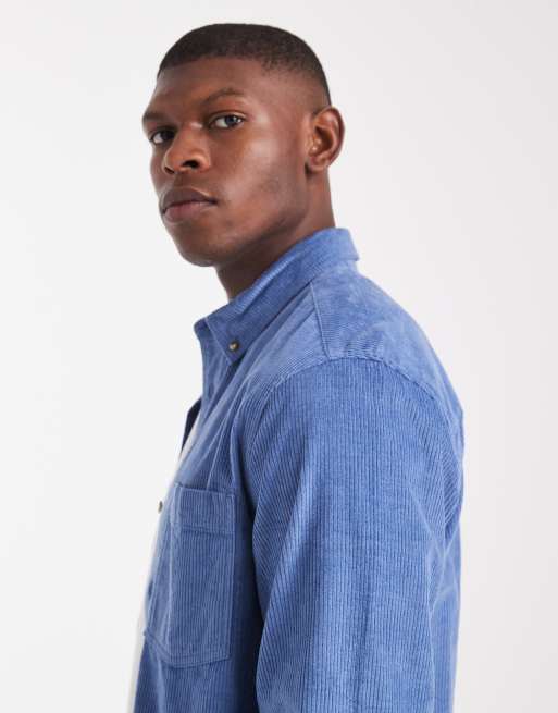 ASOS DESIGN - Camicia vestibilità classica in tessuto a coste blu polvere, 4 di 5