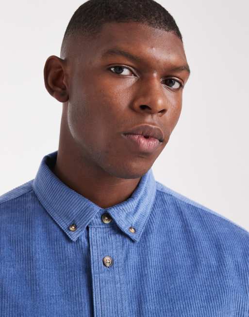 ASOS DESIGN - Camicia vestibilità classica in tessuto a coste blu polvere, 5 di 5