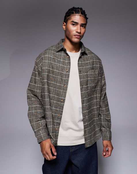 ASOS DESIGN - Camicia vestibilità classica marrone a quadri in flanella - view 1