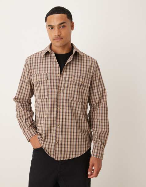 ASOS DESIGN - Camicia vestibilità classica marrone a quadri - view 1