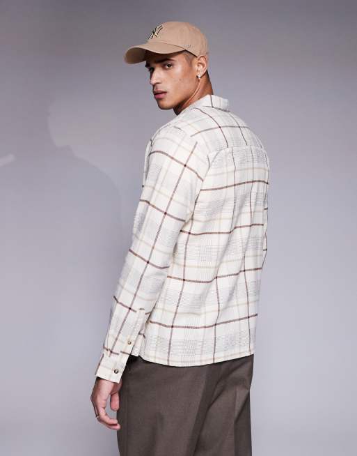 ASOS DESIGN - Camicia vestibilità classica tonalità neutra a quadri, 3 di 4
