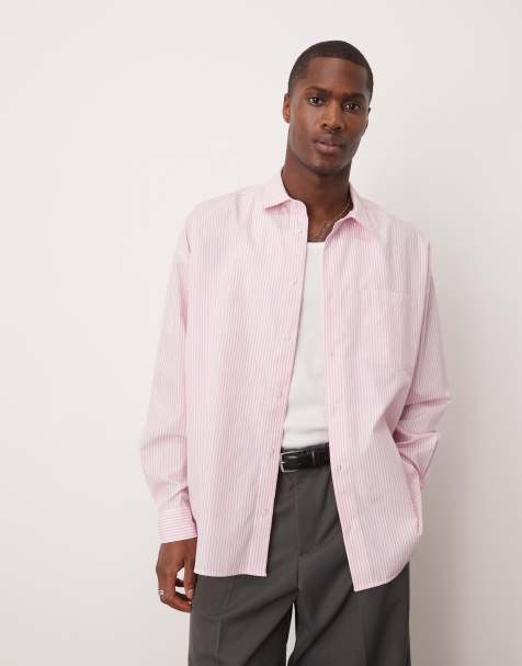 ASOS DESIGN - Camicia voluminosa oversize rosa a righe - view 1