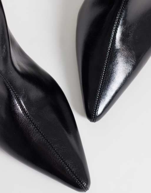 ASOS DESIGN Camille kitten heel pull on knee boots in black, 3 of 4