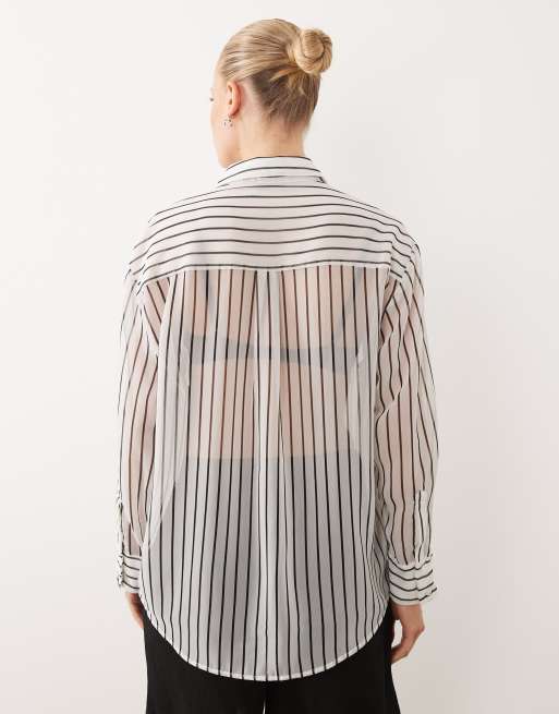 ASOS DESIGN - Camisa a rayas transparente, 3 de 4