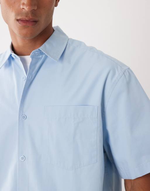 ASOS DESIGN - Camisa azul de corte cuadrado extragrande de popelina, 3 de 5