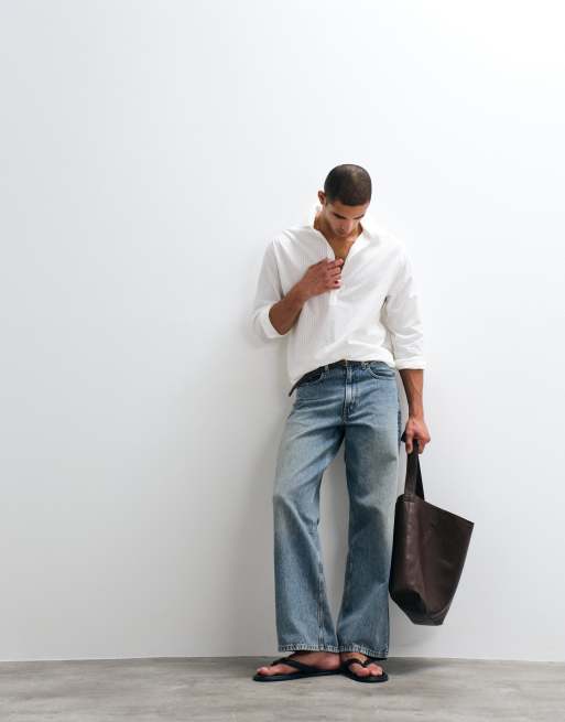 ASOS DESIGN - Camisa blanca a rayas extragrande sin cierres transparente, 2 de 5