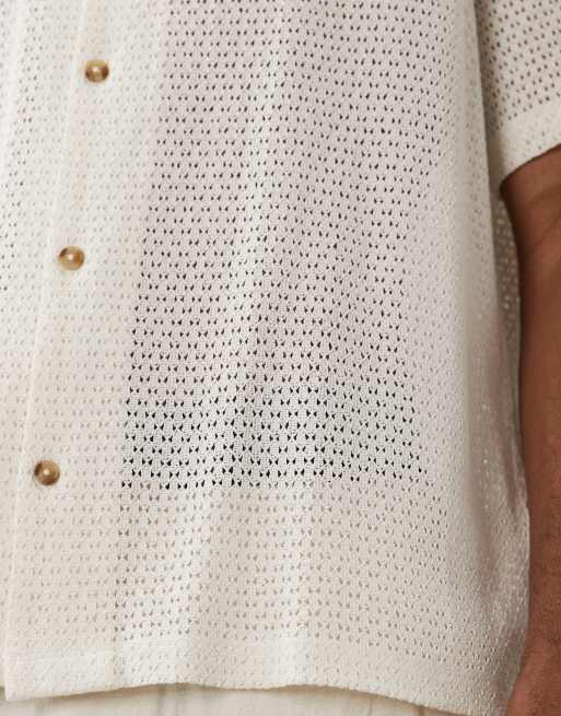  ASOS DESIGN - Camisa blanco hueso holgada con cuello de solapas de tejido texturizado, 4 de 4