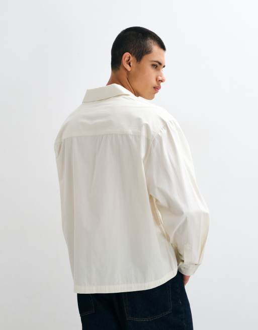 ASOS DESIGN camisa boxy oversize de popelina en blanco roto, 5 de 5