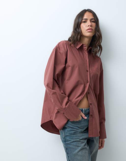 ASOS DESIGN - camisa clásica de algodón en chocolate, 3 de 4