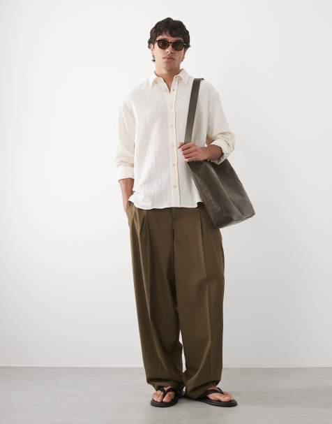 ASOS DESIGN - Camisa color crudo extragrande de tejido efecto rugoso - view 1