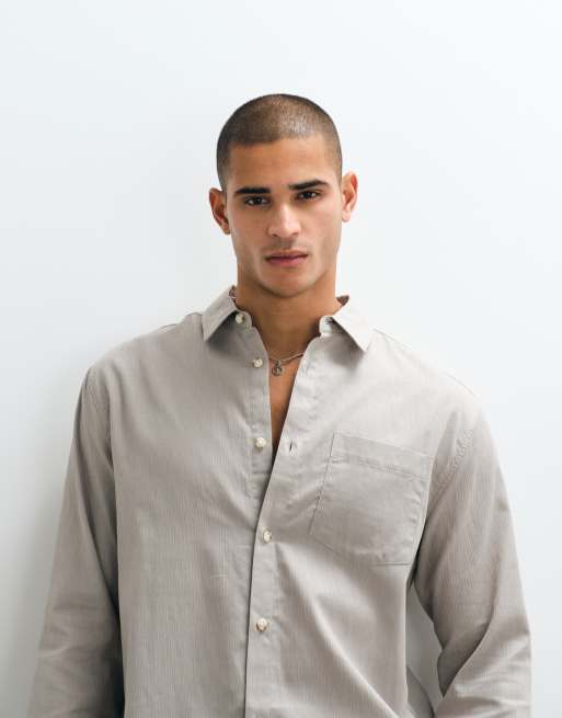 ASOS DESIGN - Camisa color piedra holgada de tejido texturizado, 3 de 5