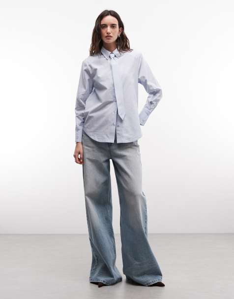 ASOS DESIGN - camisa con lazo a rayas azules - view 1