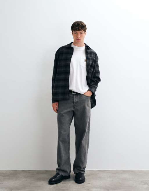 ASOS DESIGN - camisa de franela oversize a cuadros en gris carbón, 3 de 5