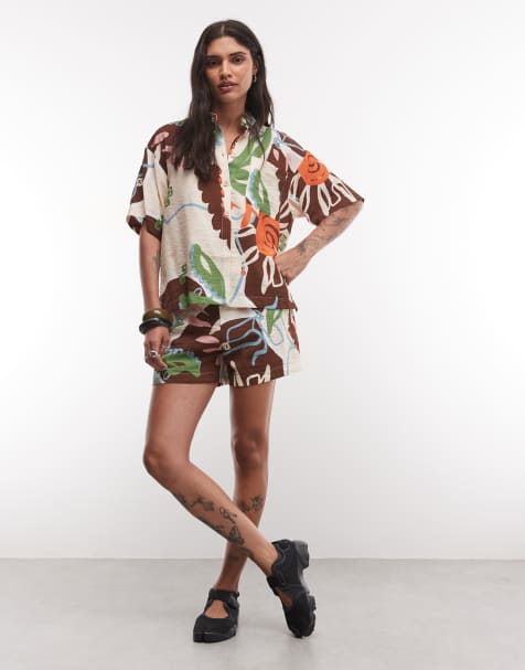 ASOS DESIGN - Camisa de manga corta con estampado tropical (parte de un conjunto) - view 1