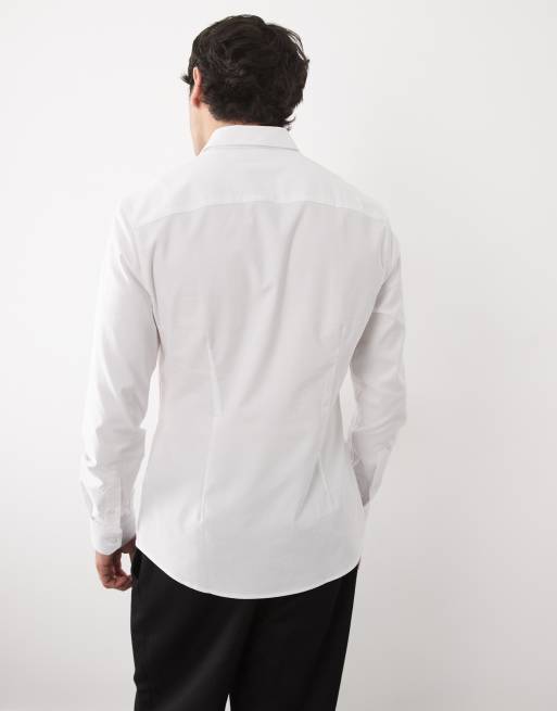 ASOS DESIGN - Camisa de vestir blanca entallada de tejido texturizado, 5 de 5