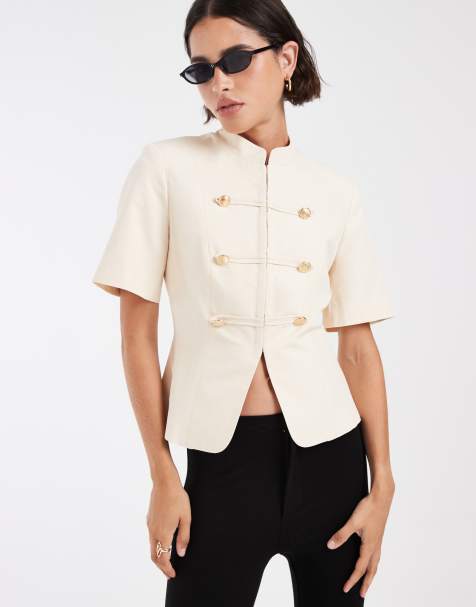 ASOS DESIGN - camisa entallada con detalle militar en crudo - view 1