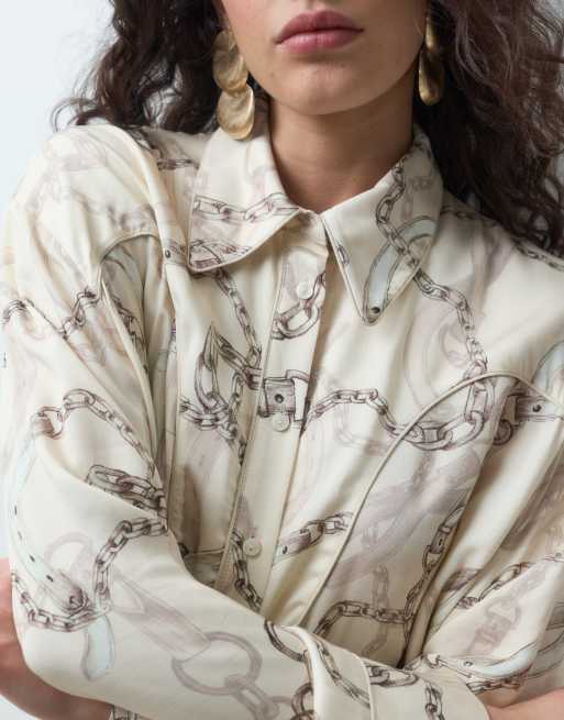 ASOS DESIGN camisa estilo western de conjunto con estampado de eslabones, 3 de 4