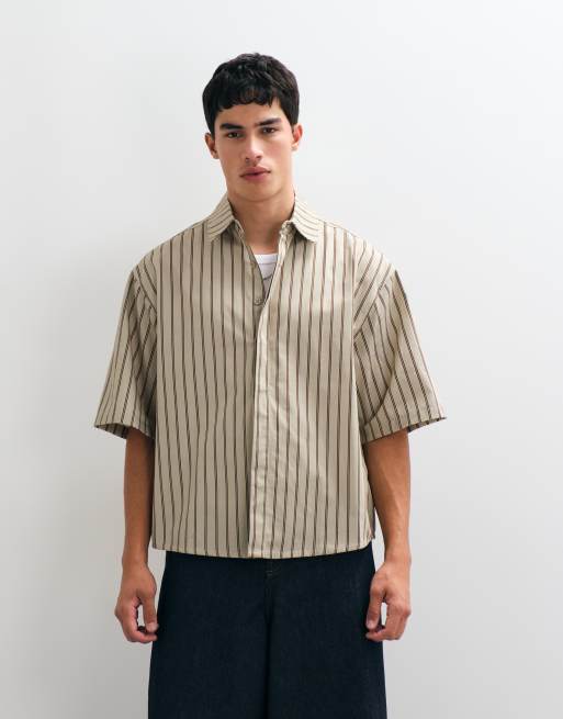 ASOS DESIGN camisa extragrande a rayas en verde salvia, 2 de 5