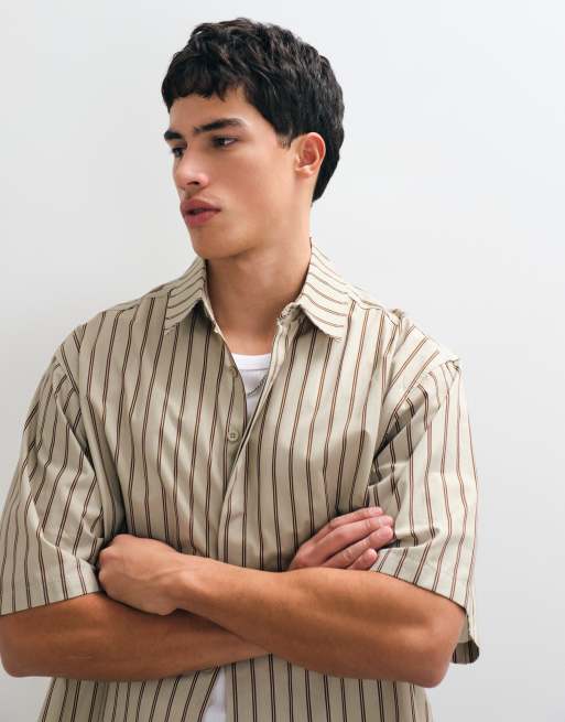 ASOS DESIGN camisa extragrande a rayas en verde salvia, 5 de 5
