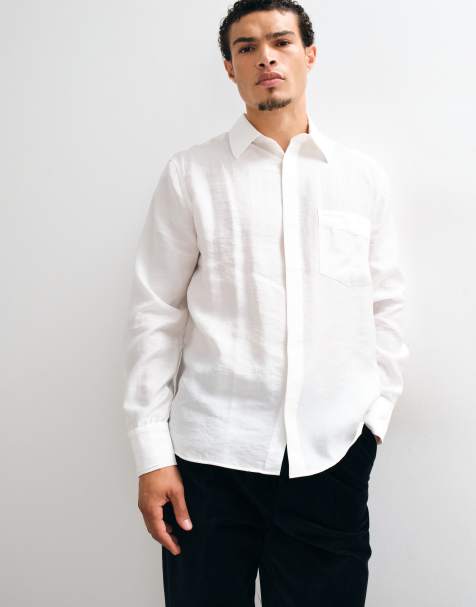 ASOS DESIGN camisa fluida holgada con tapeta oculta en crema - view 1