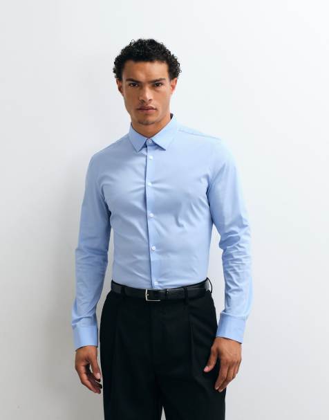 ASOS DESIGN - Camisa gris claro entallada elástica de estilo oficina - view 1