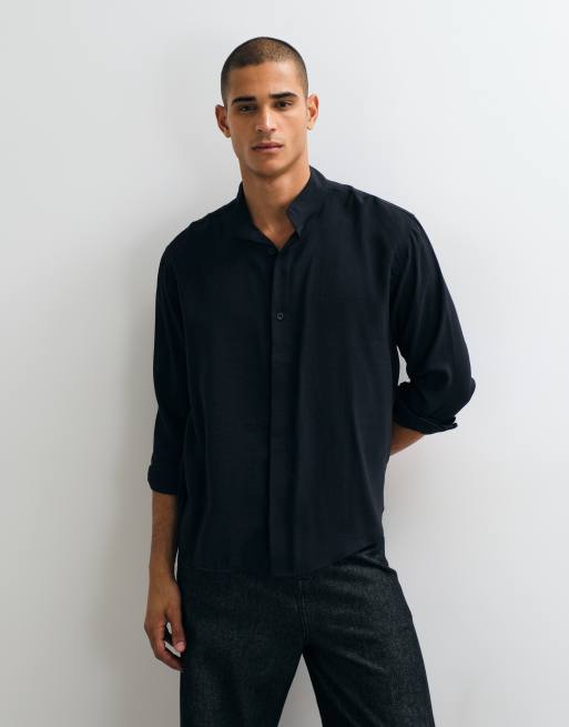 ASOS DESIGN - camisa henley holgada de modal en negro, 3 de 5