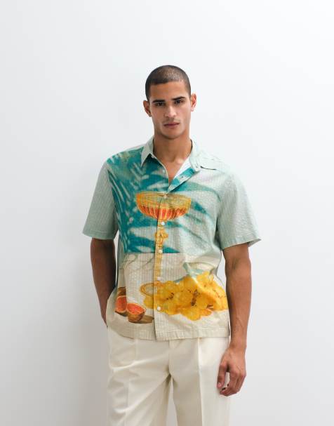 ASOS DESIGN - Camisa holgada con estampado superpuesto de sirsaca - view 1