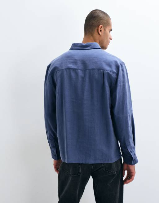 ASOS DESIGN - camisa holgada y fluida azul, 4 de 5