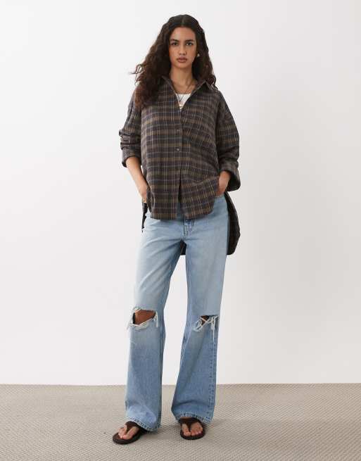 ASOS DESIGN - Camisa marrón a cuadros efecto lavado, 2 de 4