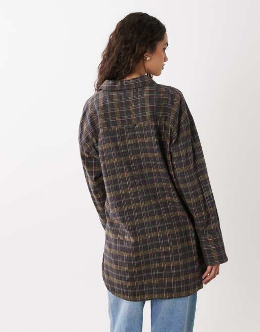 ASOS DESIGN - Camisa marrón a cuadros efecto lavado, 4 de 4