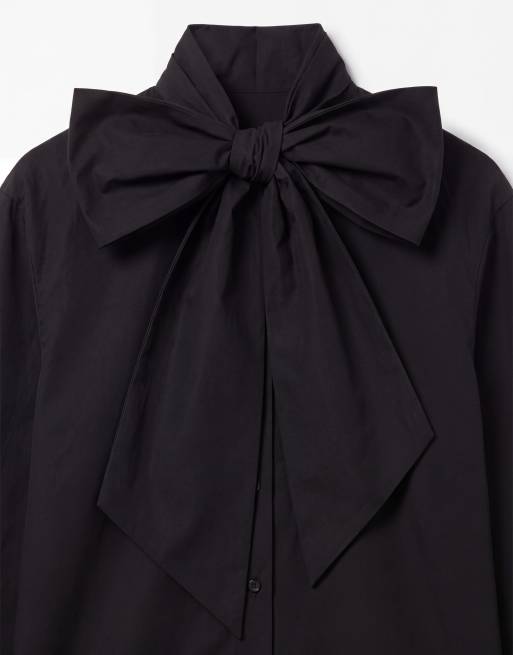 ASOS DESIGN - camisa negra con gran lazo en el cuello, 8 de 9