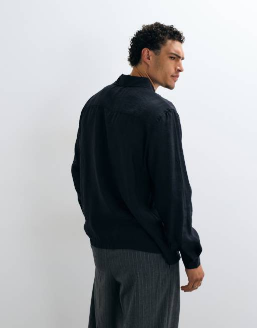 ASOS DESIGN - Camisa negra holgada sin cierres de modal, 5 de 5