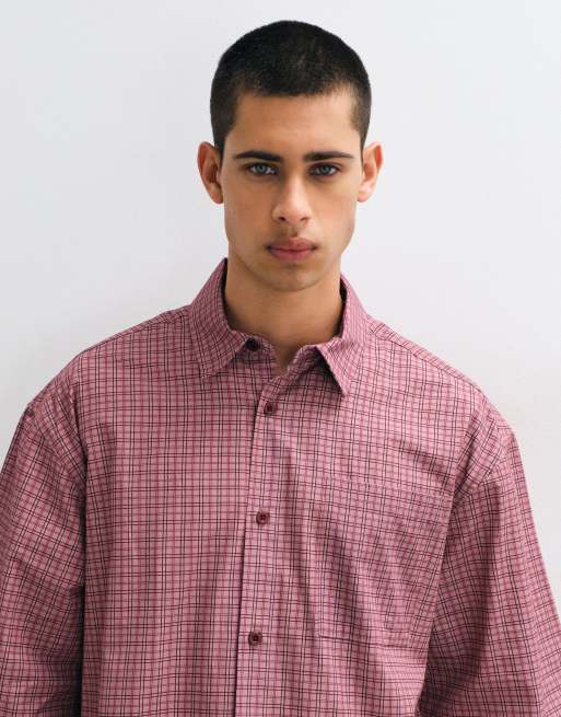 ASOS DESIGN camisa oversize a cuadros rosa, 4 de 5