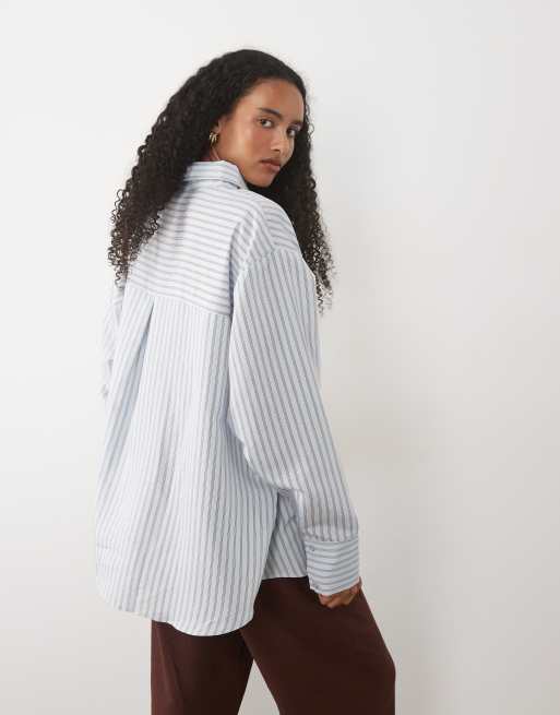 ASOS DESIGN - Camisa oversize a rayas azules, 3 de 4