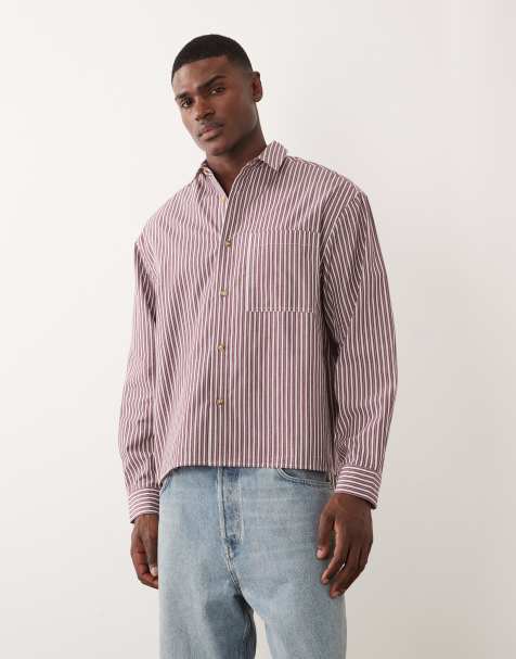 ASOS DESIGN - camisa oversize a rayas en burdeos - view 1