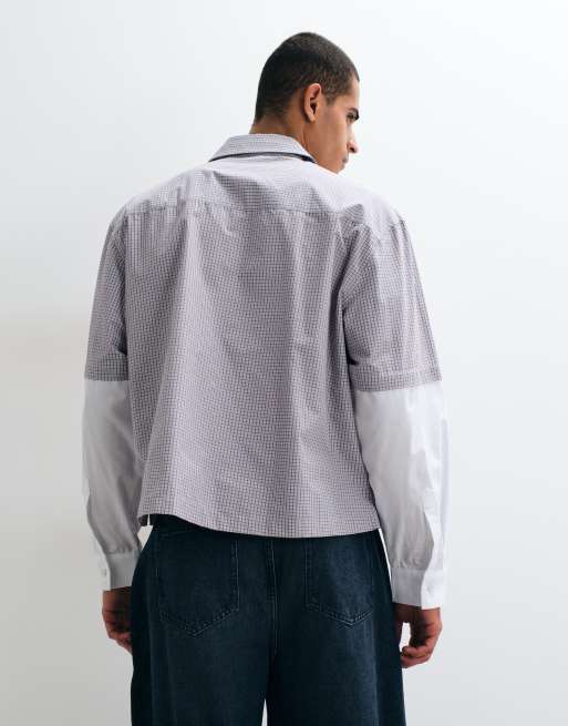 ASOS DESIGN - camisa oversize de corte boxy a cuadros con mangas superpuestas y estampado posicionado en multi, 5 de 5