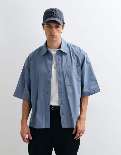 ASOS DESIGN - Camisa oversize de popelina azul - view 1
