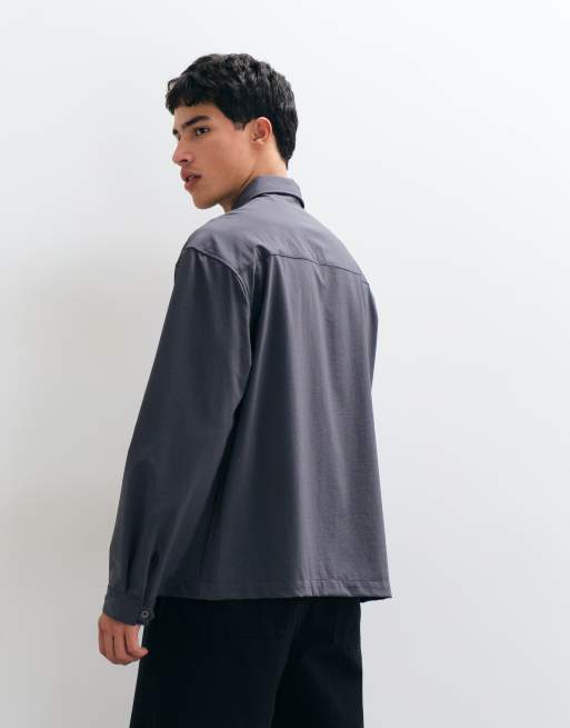 ASOS DESIGN camisa oversize ripstop en gris, 3 de 5