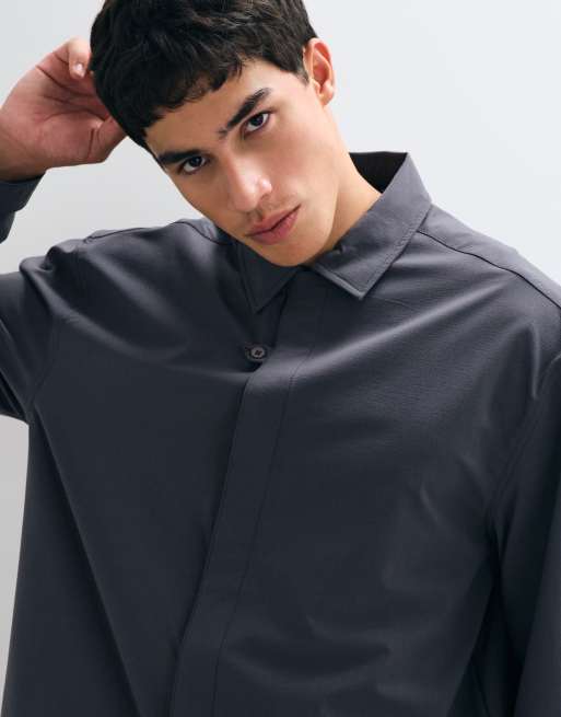 ASOS DESIGN camisa oversize ripstop en gris, 5 de 5