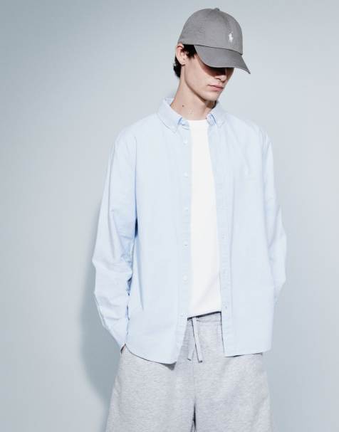 ASOS DESIGN - Camisa Oxford azul de corte estándar con bordado en el pecho - view 1