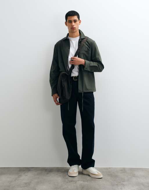 ASOS DESIGN - camisa relaxed de ripstop con bajo ajustable en verde oscuro, 3 de 5