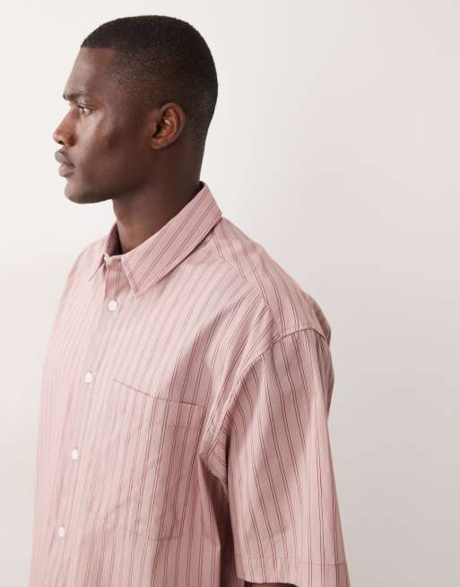 ASOS DESIGN - Camisa rosa extragrande a rayas, 4 de 5