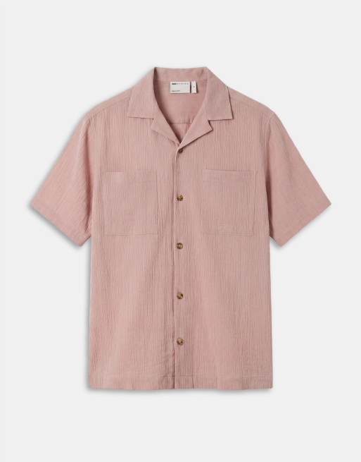ASOS DESIGN - Camisa rosa holgada con cuello de solapas y acabado rugoso (parte de un conjunto), 7 de 7